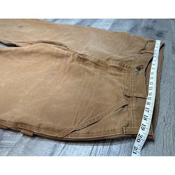 Carhartt Pants Mens 38x33 Tan Carpenter Relaxed Duck Canvas Workwear Stained - Picture 5 of 10